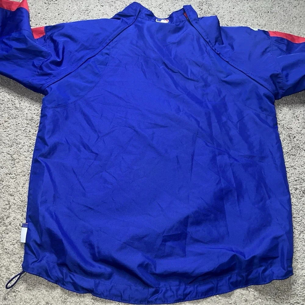 Rangers Majestic Pullover Zip Off Sleeves Windbreaker Large Kangaroo Pocket Rv